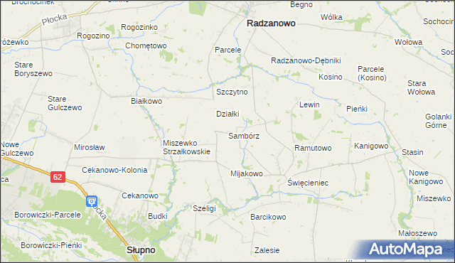 mapa Sambórz gmina Słupno, Sambórz gmina Słupno na mapie Targeo