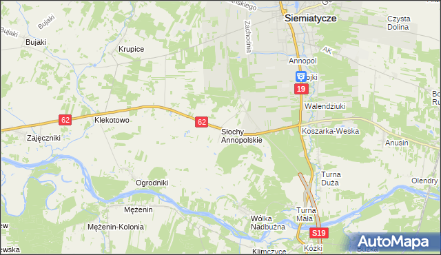 mapa Słochy Annopolskie, Słochy Annopolskie na mapie Targeo