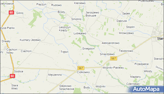mapa Śniegocin, Śniegocin na mapie Targeo