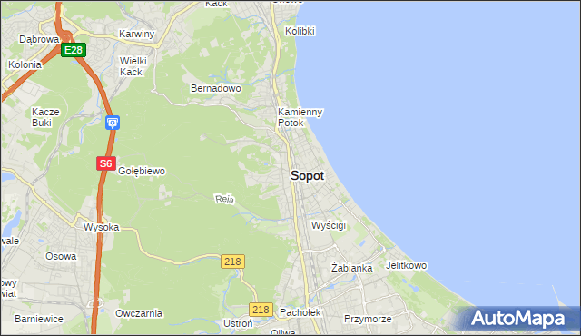 mapa Sopotu, Sopot na mapie Targeo