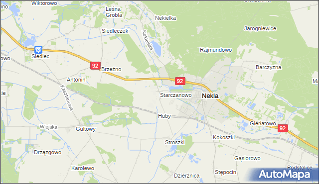 mapa Starczanowo gmina Nekla, Starczanowo gmina Nekla na mapie Targeo