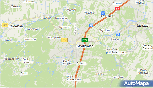 mapa Szydłowiec, Szydłowiec na mapie Targeo