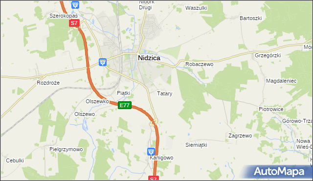 mapa Tatary gmina Nidzica, Tatary gmina Nidzica na mapie Targeo