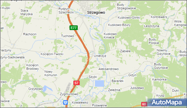 mapa Unierzyż, Unierzyż na mapie Targeo