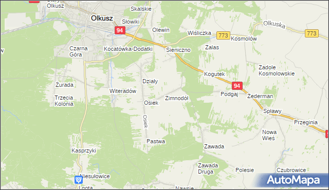 mapa Zimnodół, Zimnodół na mapie Targeo