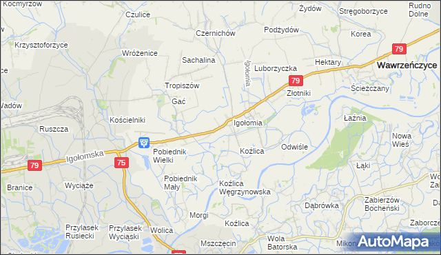 mapa Zofipole gmina Igołomia-Wawrzeńczyce, Zofipole gmina Igołomia-Wawrzeńczyce na mapie Targeo