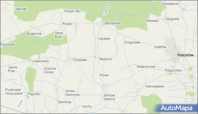 mapa Baszyny, Baszyny na mapie Targeo