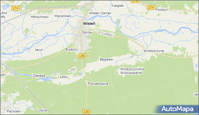 mapa Bęglewo, Bęglewo na mapie Targeo