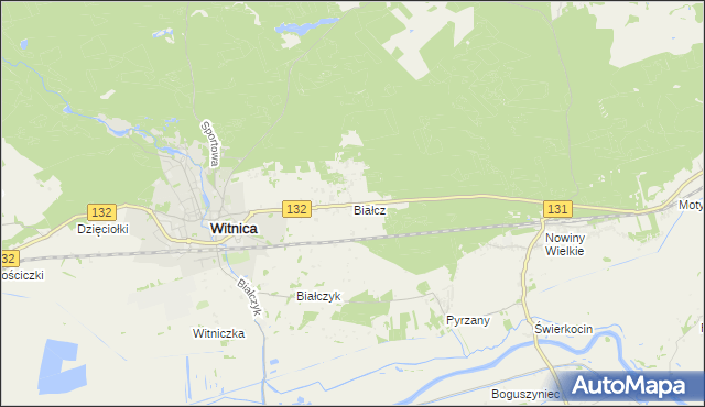 mapa Białcz gmina Witnica, Białcz gmina Witnica na mapie Targeo