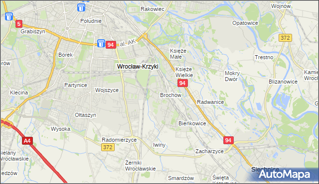 mapa Brochów gmina Wrocław, Brochów gmina Wrocław na mapie Targeo