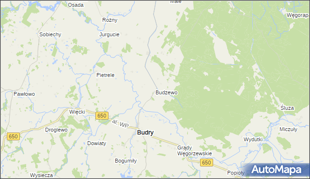 mapa Budzewo, Budzewo na mapie Targeo