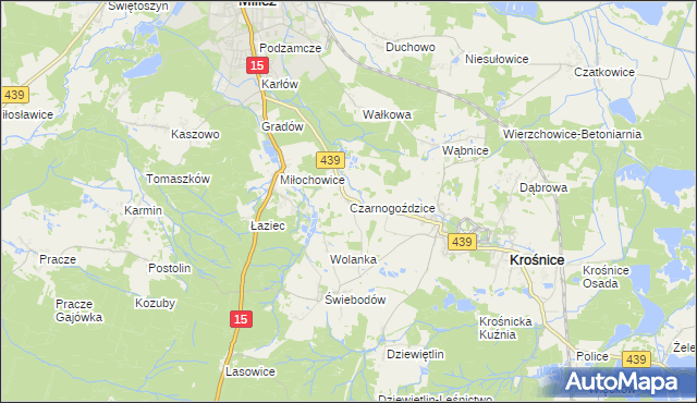 mapa Czarnogoździce, Czarnogoździce na mapie Targeo