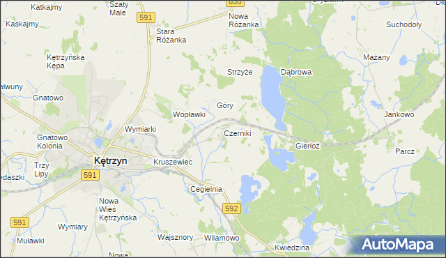 mapa Czerniki gmina Kętrzyn, Czerniki gmina Kętrzyn na mapie Targeo