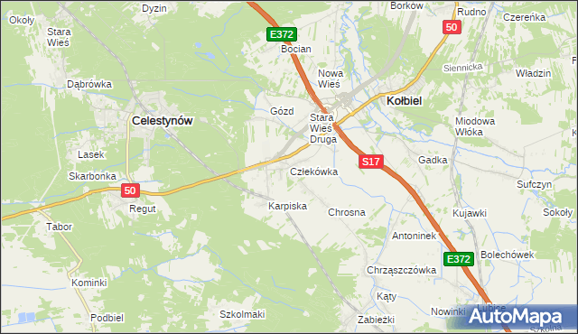 mapa Człekówka, Człekówka na mapie Targeo