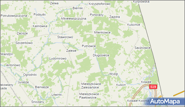 mapa Długosielce, Długosielce na mapie Targeo