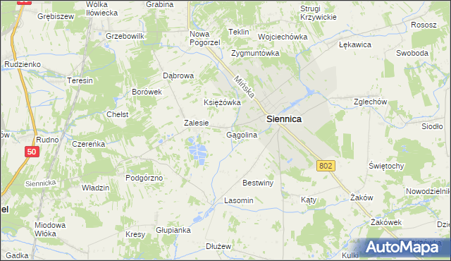 mapa Gągolina, Gągolina na mapie Targeo