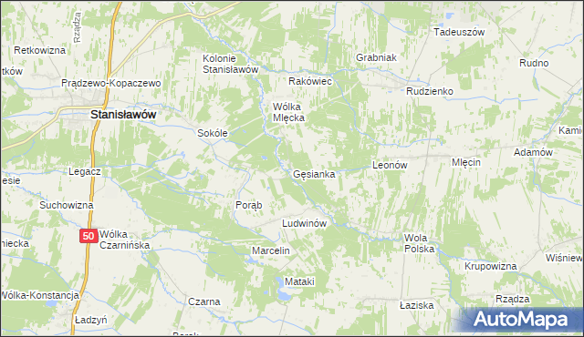 mapa Gęsianka, Gęsianka na mapie Targeo