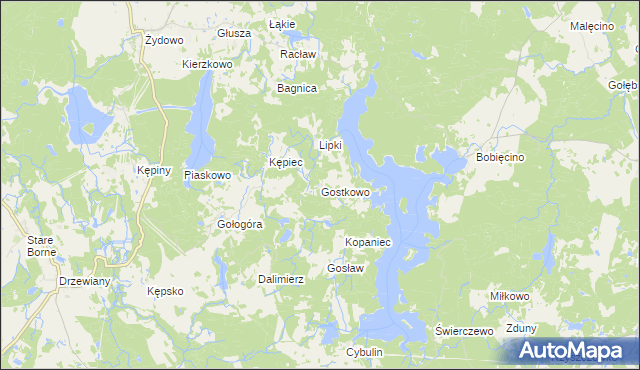 mapa Gostkowo gmina Polanów, Gostkowo gmina Polanów na mapie Targeo