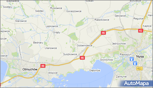 mapa Goświnowice, Goświnowice na mapie Targeo