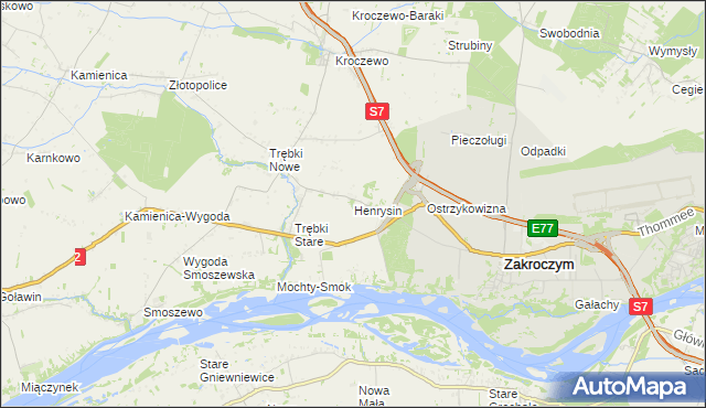 mapa Henrysin gmina Zakroczym, Henrysin gmina Zakroczym na mapie Targeo