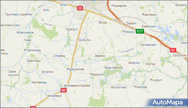 mapa Jeżewo gmina Płońsk, Jeżewo gmina Płońsk na mapie Targeo