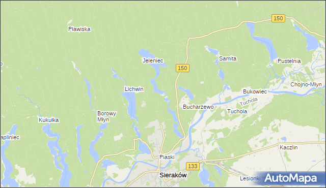 mapa Jeziorno gmina Sieraków, Jeziorno gmina Sieraków na mapie Targeo