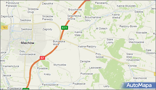 mapa Kalina-Rędziny, Kalina-Rędziny na mapie Targeo