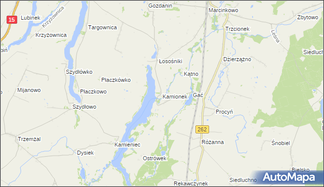 mapa Kamionek gmina Mogilno, Kamionek gmina Mogilno na mapie Targeo