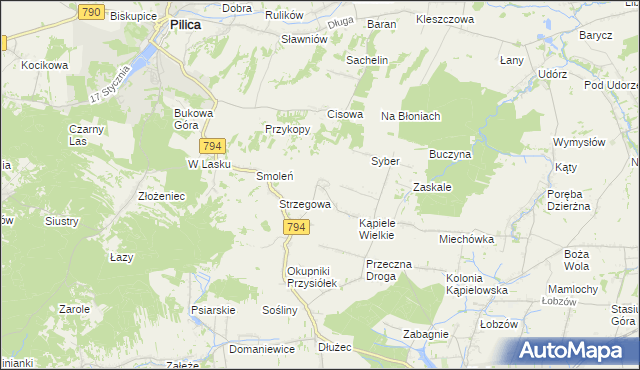 mapa Kąpiołki, Kąpiołki na mapie Targeo