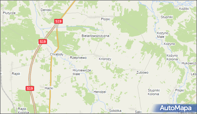 mapa Knorozy, Knorozy na mapie Targeo