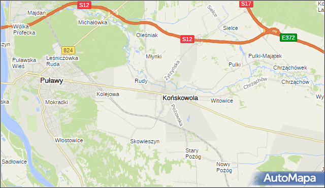 mapa Końskowola, Końskowola na mapie Targeo