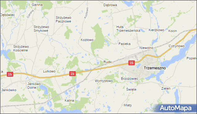 mapa Kozłówko gmina Trzemeszno, Kozłówko gmina Trzemeszno na mapie Targeo