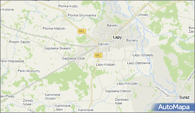 mapa Łapy-Łynki, Łapy-Łynki na mapie Targeo