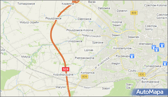 mapa Lipniak gmina Konopnica, Lipniak gmina Konopnica na mapie Targeo
