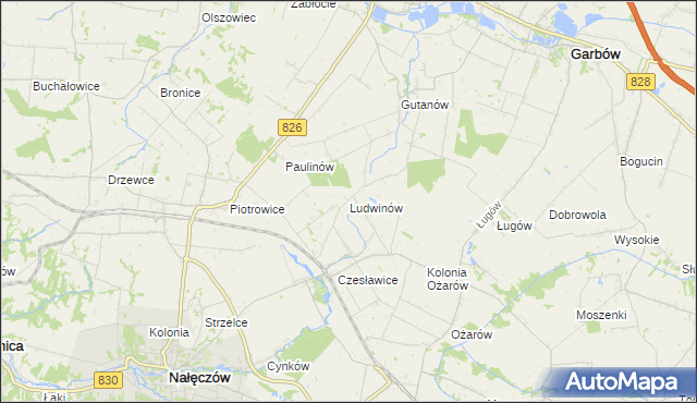 mapa Ludwinów gmina Nałęczów, Ludwinów gmina Nałęczów na mapie Targeo