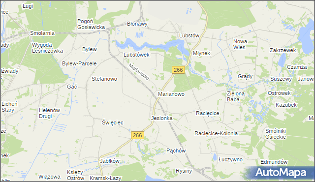 mapa Marianowo gmina Sompolno, Marianowo gmina Sompolno na mapie Targeo
