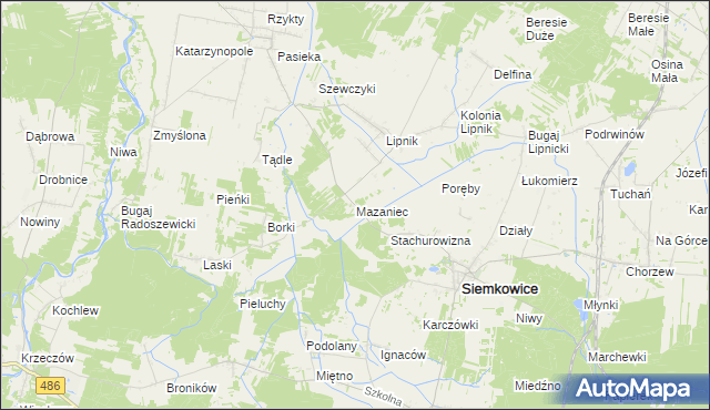 mapa Mazaniec, Mazaniec na mapie Targeo