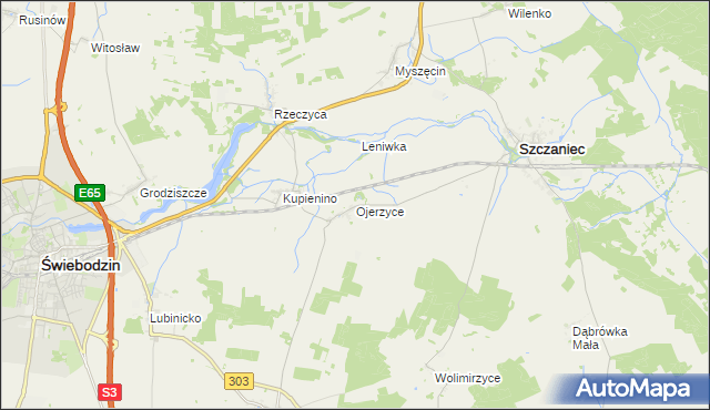 mapa Ojerzyce, Ojerzyce na mapie Targeo