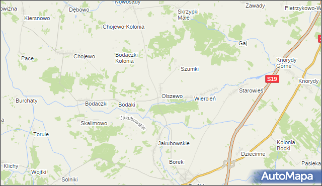 mapa Olszewo gmina Boćki, Olszewo gmina Boćki na mapie Targeo