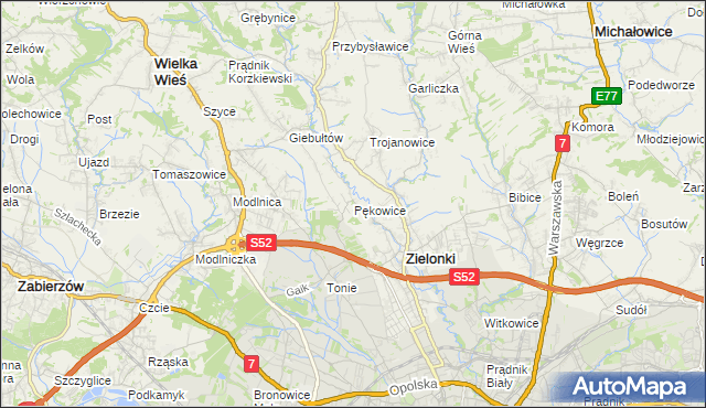 mapa Pękowice, Pękowice na mapie Targeo