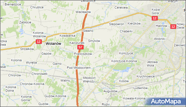 mapa Podlesie gmina Wolanów, Podlesie gmina Wolanów na mapie Targeo