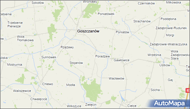 mapa Poradzew, Poradzew na mapie Targeo