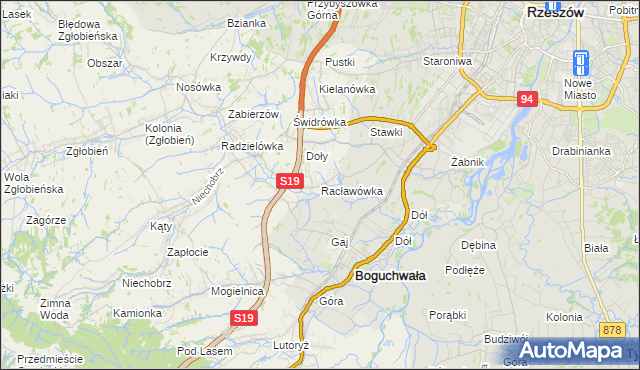 mapa Racławówka, Racławówka na mapie Targeo