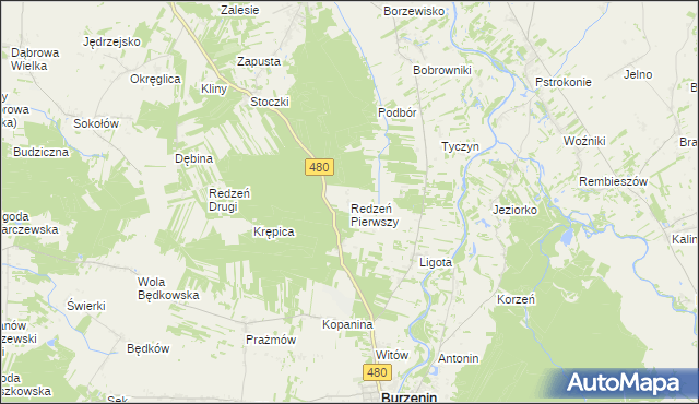 mapa Redzeń Pierwszy, Redzeń Pierwszy na mapie Targeo