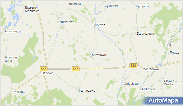 mapa Sławkowo gmina Działdowo, Sławkowo gmina Działdowo na mapie Targeo