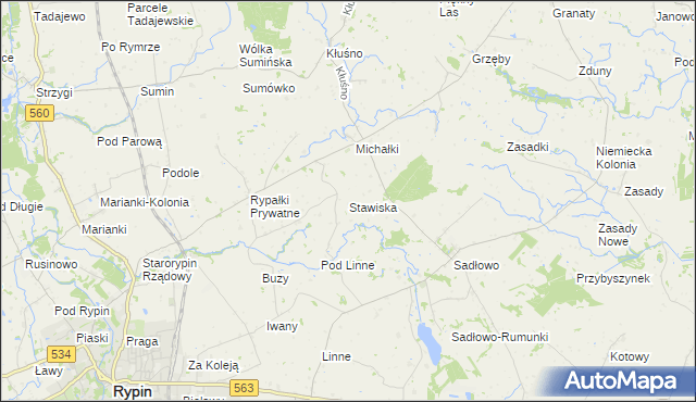 mapa Stawiska gmina Rypin, Stawiska gmina Rypin na mapie Targeo