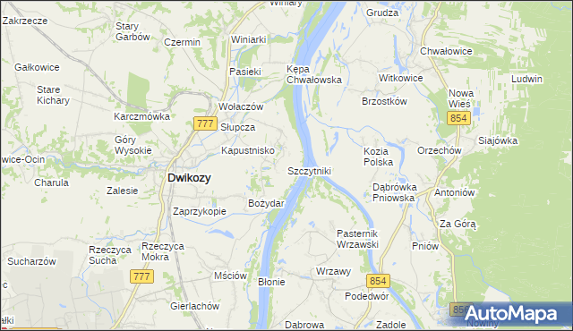 mapa Szczytniki gmina Dwikozy, Szczytniki gmina Dwikozy na mapie Targeo