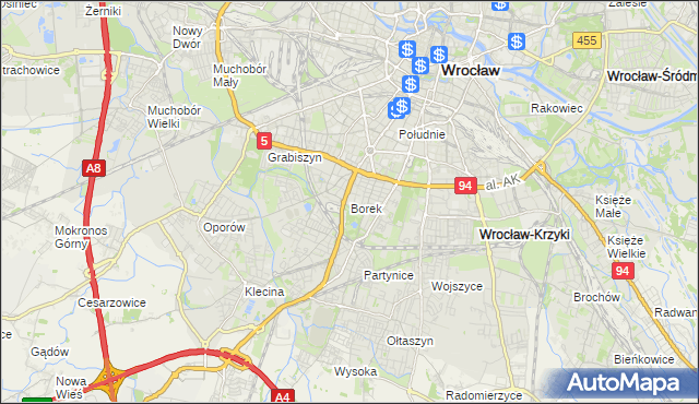 mapa Borek gmina Wrocław, Borek gmina Wrocław na mapie Targeo