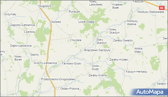 mapa Brajczewo-Sierzputy, Brajczewo-Sierzputy na mapie Targeo