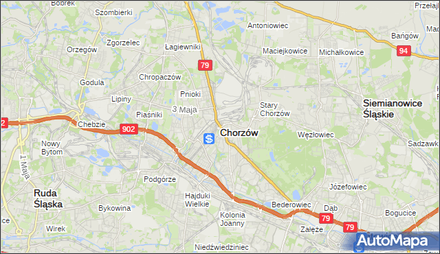 mapa Chorzów, Chorzów na mapie Targeo